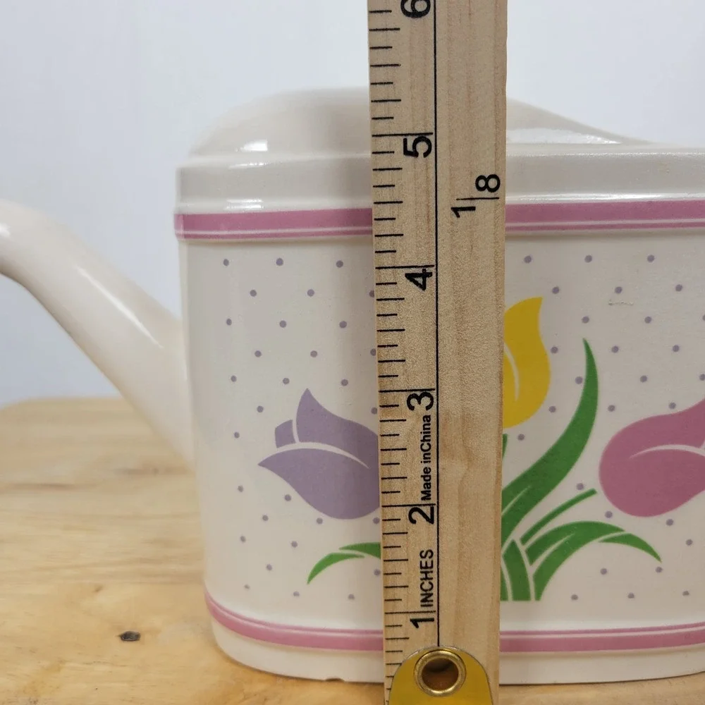 Vintage 1985 Teleflora Tulip Ceramic Watering Can Vase Grandmacore Shabby Chic